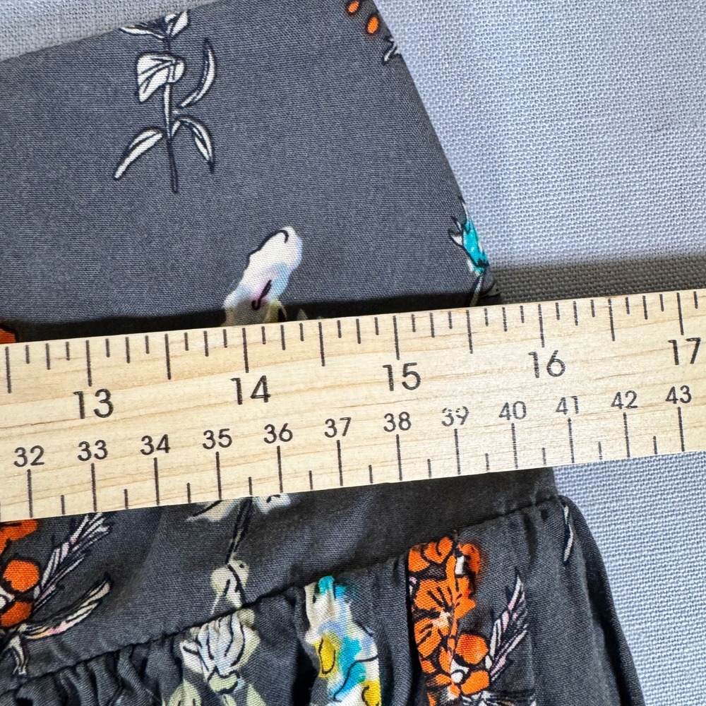 Natural Life Maxi Skirt Womens M Gray Floral Smocked Waist Slit Boho - Picture 7 of 8